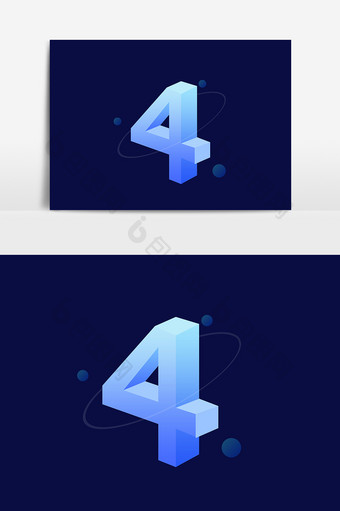 科技感立体数字4图片