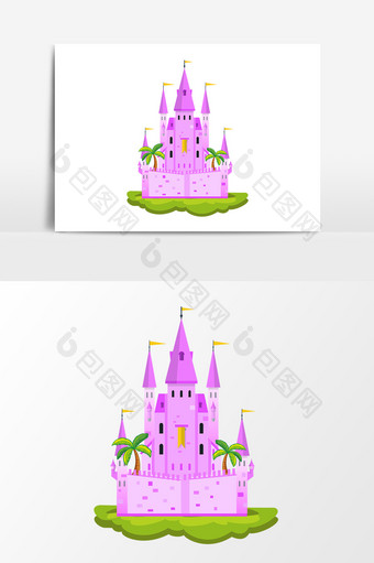 卡通城堡粉色矢量素材图片