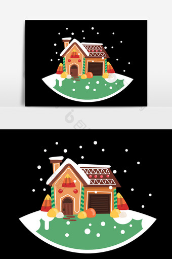 卡通圣诞雪屋矢量元素图片