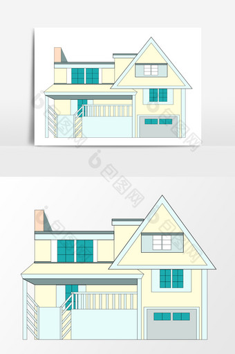卡通房子日式矢量元素图片