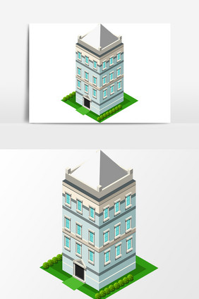 卡通大楼小区别墅矢量元素