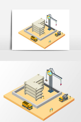 卡通建筑工地设计元素