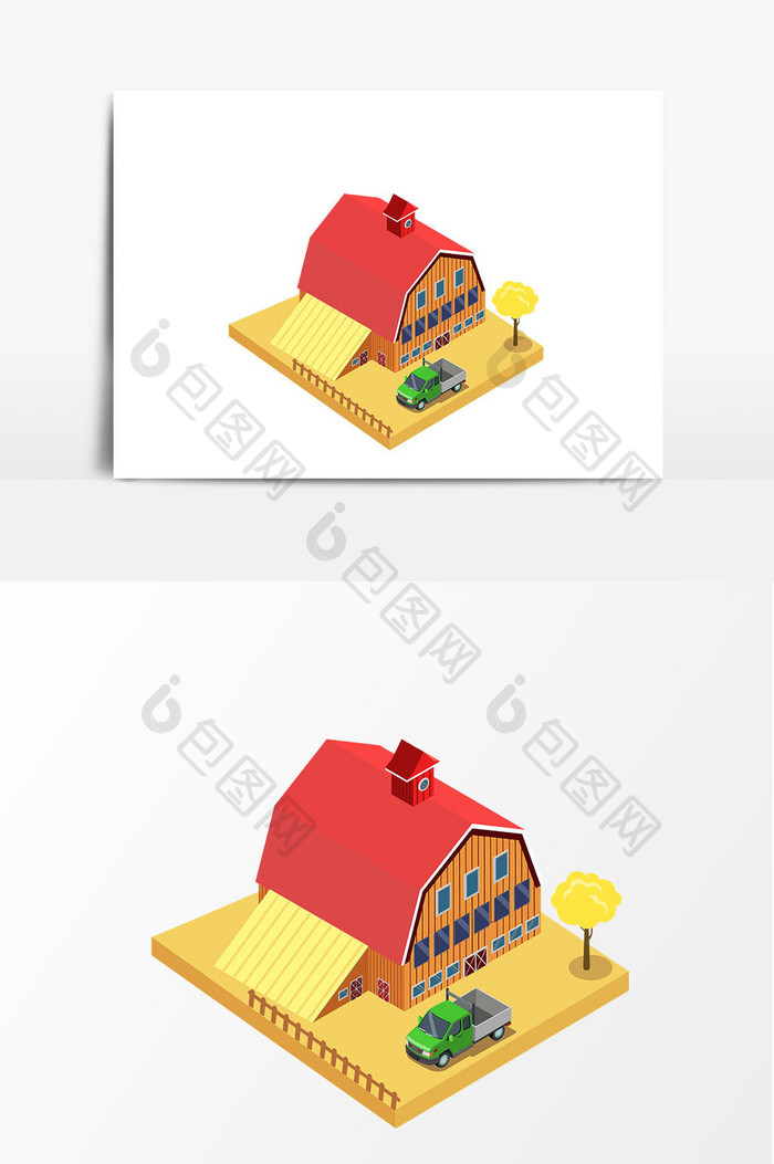 卡通住宅工厂矢量元素