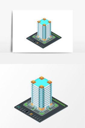 卡通大楼办公楼矢量元素