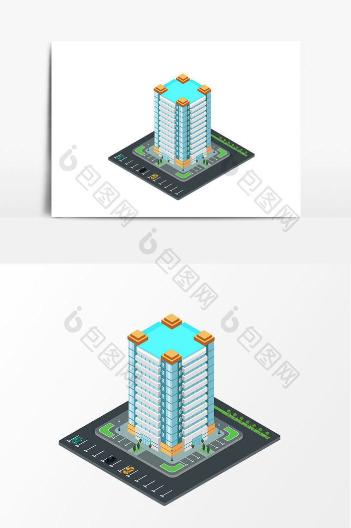 卡通大楼办公楼矢量元素