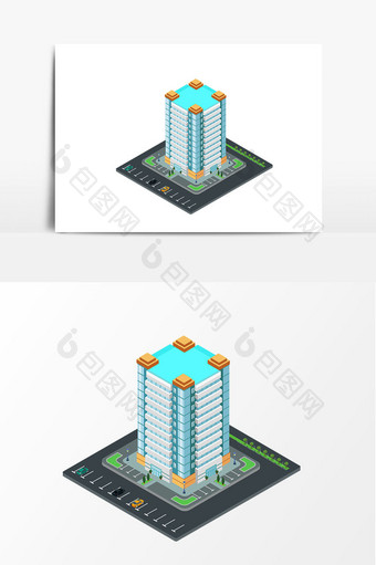 卡通大楼办公楼矢量元素图片