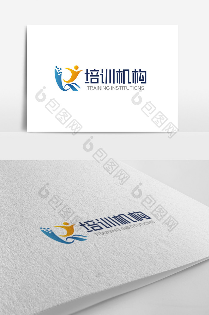 蓝橙大气时尚培训机构logo标志