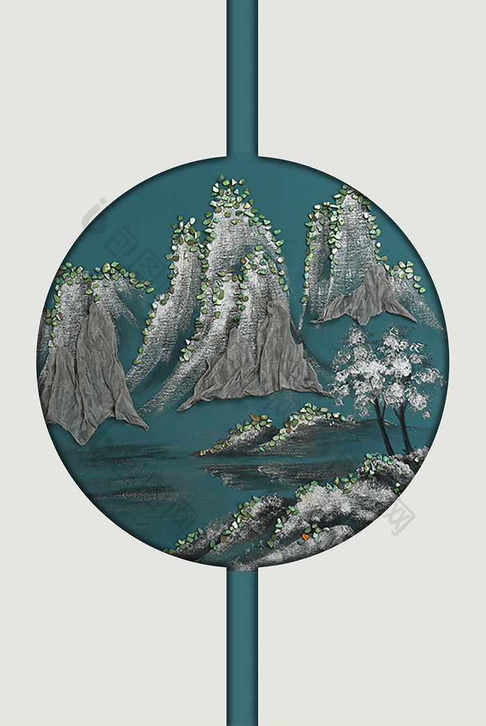 中国风立体浮雕山水装饰画