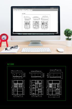 现代风格小型衣柜CAD施工图纸