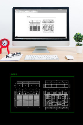 现代四门拉门衣柜CAD图纸