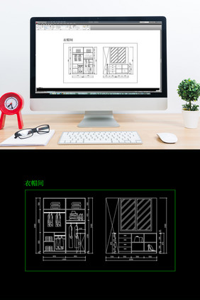 现代风格衣帽间CAD结构图纸