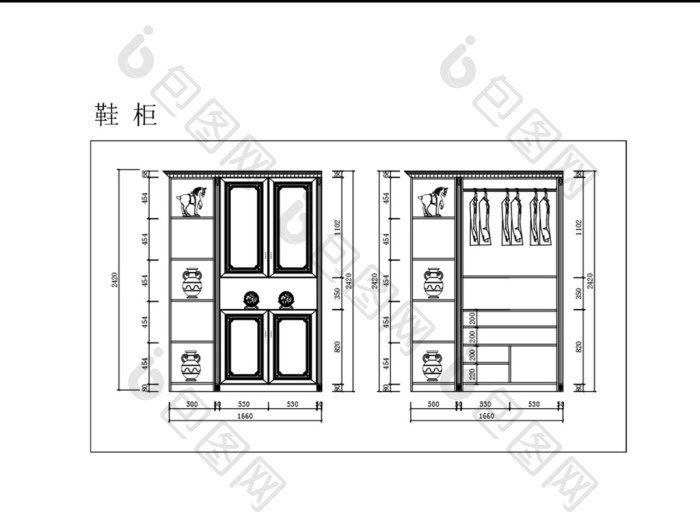 时尚现代鞋柜cad平面图纸