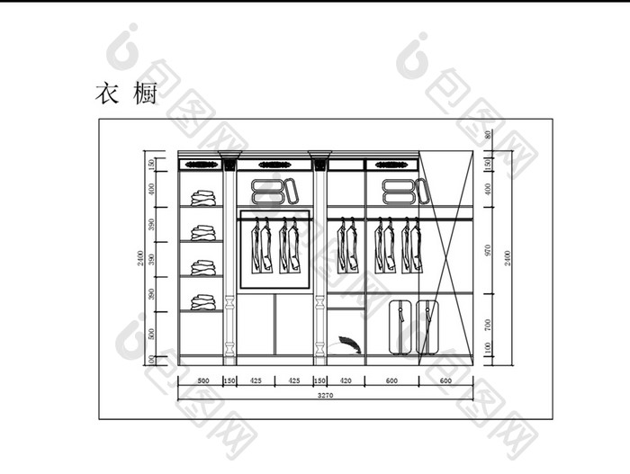 私人订制CAD大衣橱衣柜平面图纸