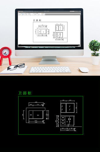 CAD卫浴柜平面图纸图片