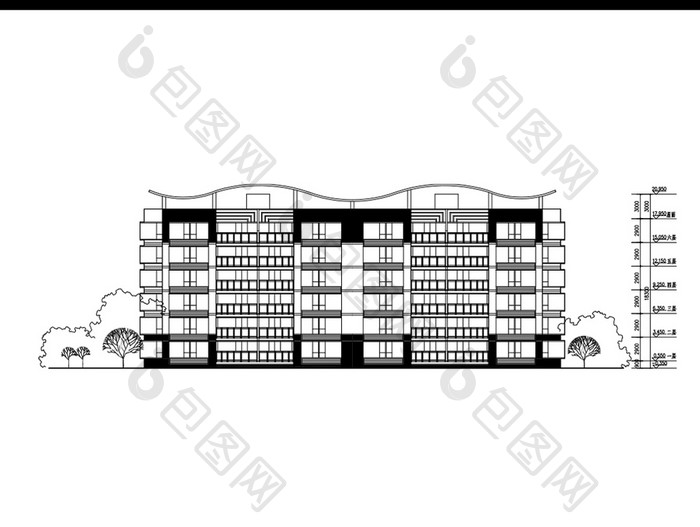 住宅楼房外立面正面CAD图纸