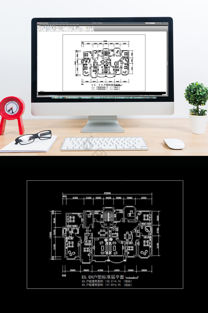 住宅楼房标准层楼层图纸CAD图纸图片