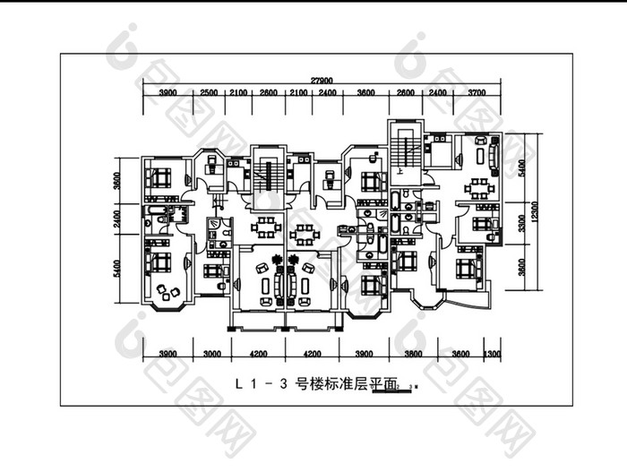住宅楼房楼层平面图CAD图纸