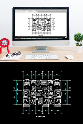 住宅楼房标准单元楼层平面CAD图纸