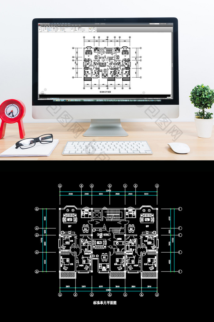 住宅楼房标准单元楼层平面CAD图纸