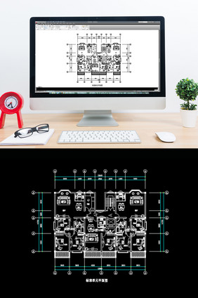 住宅楼房标准单元楼层CAD平面图纸