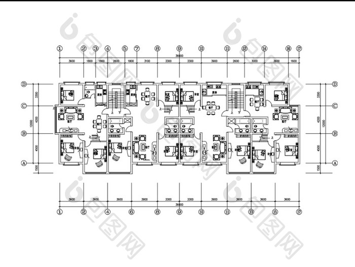 住宅楼房楼层CAD平面图纸