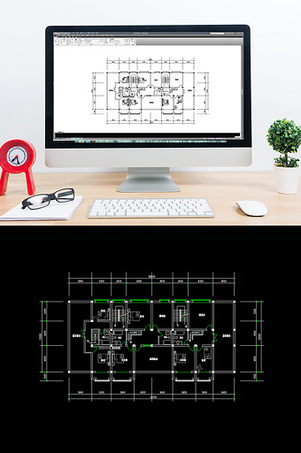 住宅楼房顶层一体两户大户型CAD平面图纸图片