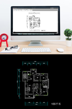 四室两厅155平米大户型CAD平面图纸