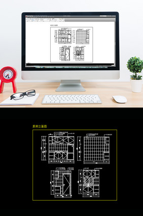 简约时尚家居厨房橱柜立面CAD设计图纸