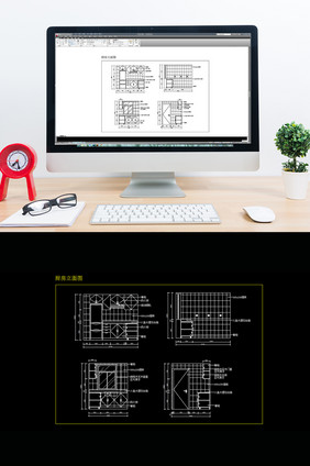 现代简约家居厨房橱柜CAD立面图纸