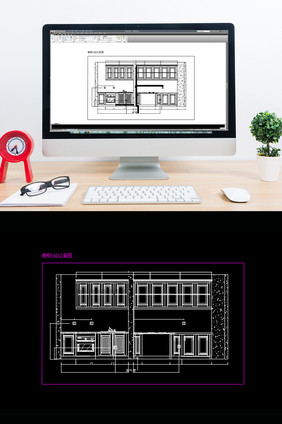现代时尚大户型橱柜厨房CAD立面图纸