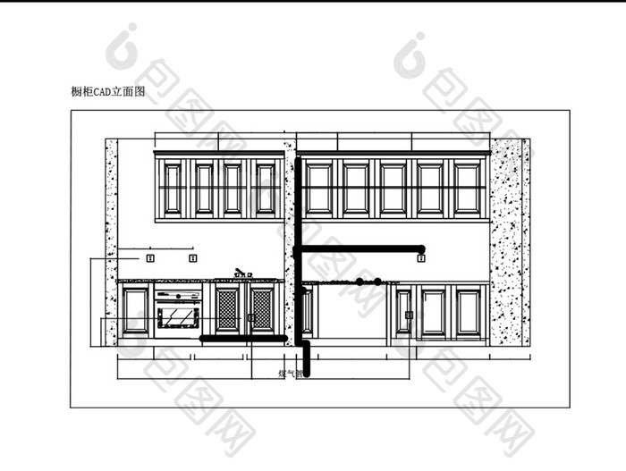 现代时尚大户型橱柜厨房CAD立面图纸