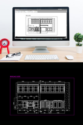 现代时尚大户型厨房橱柜CAD立面图纸