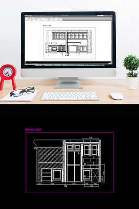 现代简约小户型厨房橱柜CAD立面图纸
