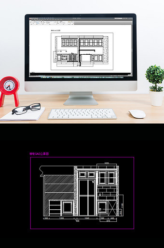 现代简约小户型厨房橱柜CAD立面图纸图片