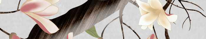 原创新中式工笔花鸟白玉兰背景墙装饰画