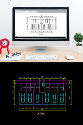 地下停车场平面图CAD图纸