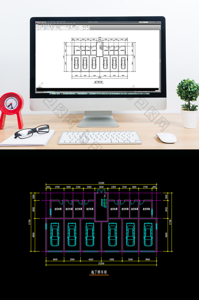 地下停车场平面图CAD图纸