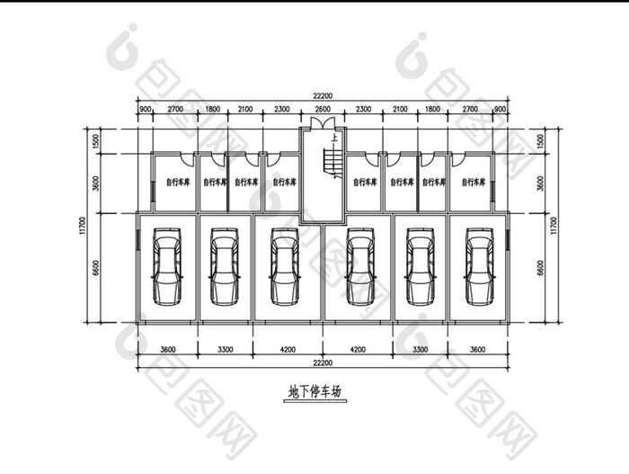 地下停车场平面图CAD图纸