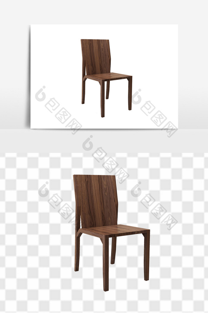 家具简约木椅子png元素