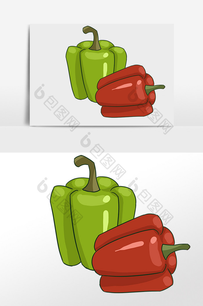 手绘美食食材菜椒插画元素