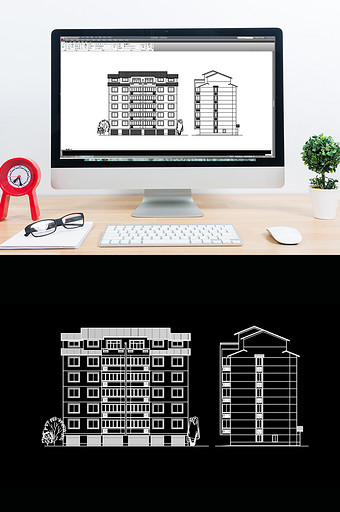 住宅楼房外立面正面CAD造型图纸图片