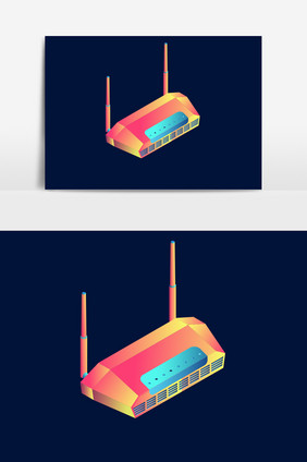 路由器-2.5D光感矢量3C素材