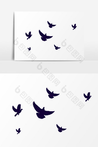 蓝色和平鸽鸟群PSD素材图片