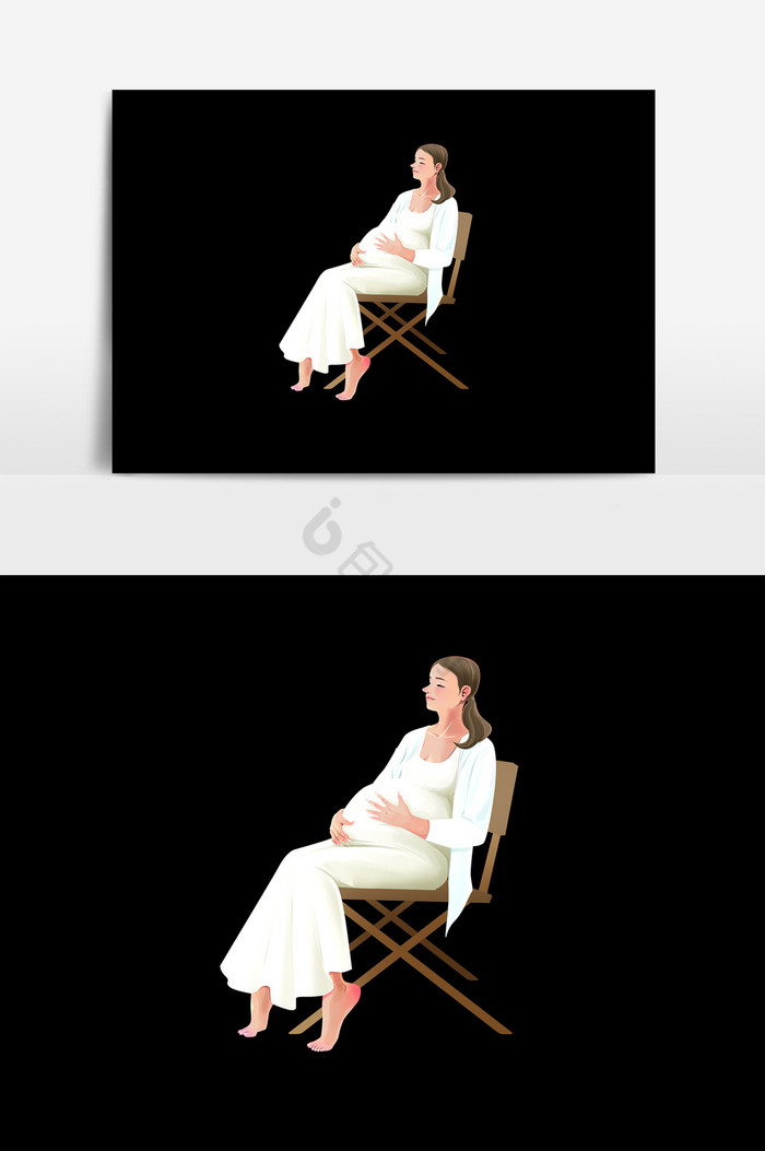 坐在椅子上的孕妇PSD图片