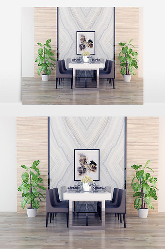 白色餐桌与灰色餐椅图片