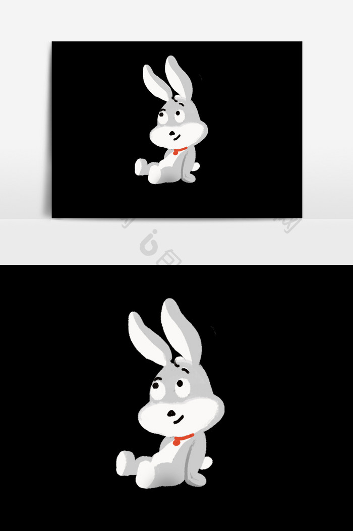 手绘卡通小兔子插画元素