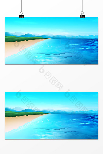 夏天清凉沙滩设计背景图片