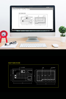 现代厨房吊顶图平面图CAD图纸