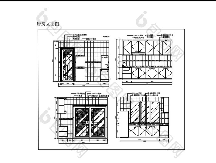 时尚家居厨房立面设计CAD图纸