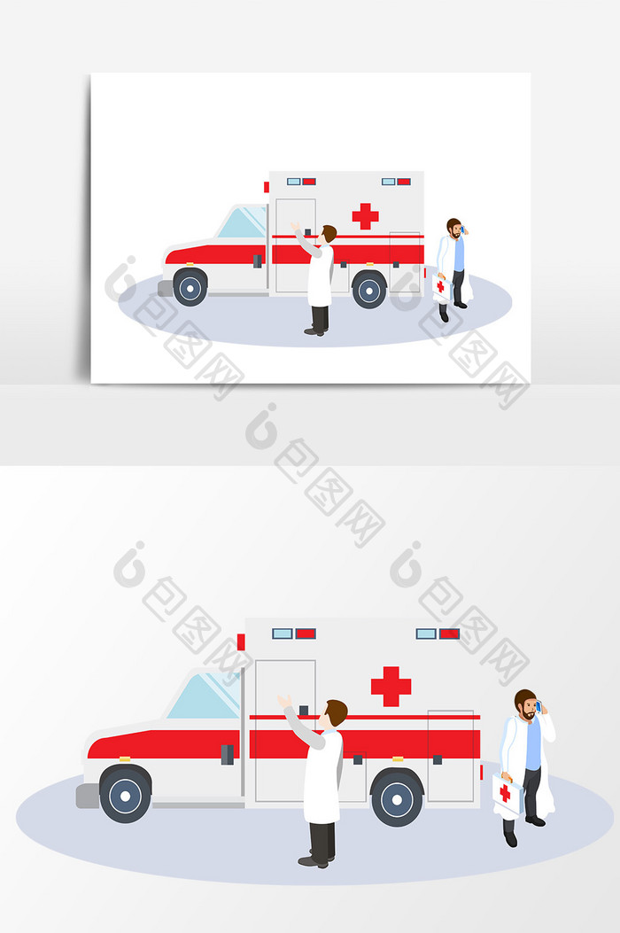 卡通手绘救护车设计元素